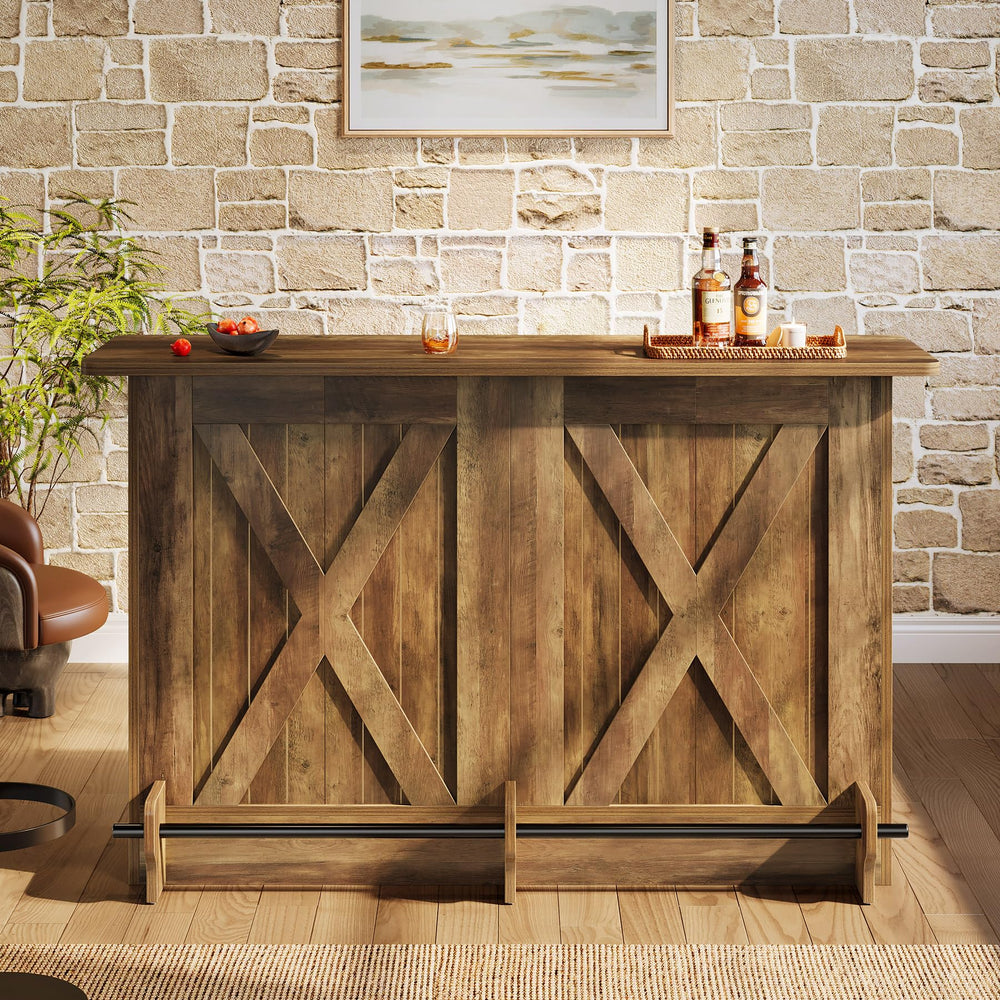 63-Inch 2-Tier Bar Table with Footrest