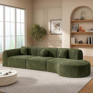140" Curved Sectional Sofa Set – 7-Seat Modern Cloud Couch with Chaise Lounge