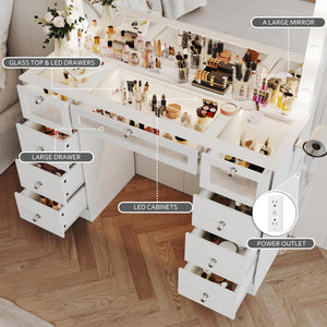 Makeup Vanity Desk with LED Lights & Large Mirror