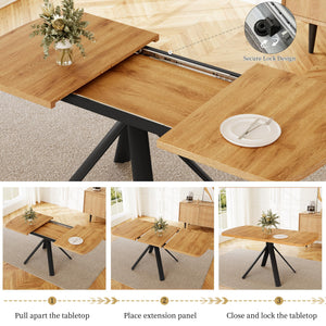 Extendable Dining Table Set for 6 with Upholstered Chairs