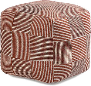 Handmade Square Pouf Ottoman | Cotton Floor Footrest & Accent Seat | 20"