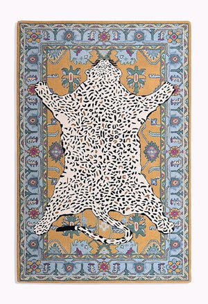 Leopard Print Wool Area Rug – Hand-Tufted, 5x8