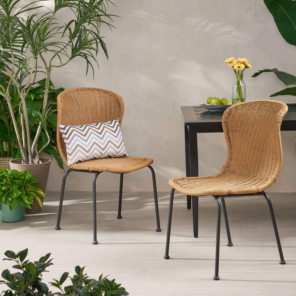 Outdoor Wicker Dining Chairs Set of 2