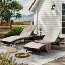 Outdoor Patio Chaise Lounge Set with Adjustable Backrest & Cushions