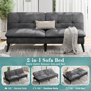 Convertible Futon Sofa Bed with Adjustable Backrest
