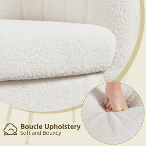 Boucle Barrel Accent Chair with Removable Cushion