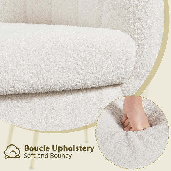 Boucle Barrel Accent Chair with Removable Cushion