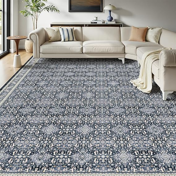 9x12 Moroccan Boho Area Rug – Washable, Non-Slip, Low Pile