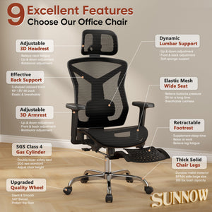 Ergonomic Office Chair with Footrest & Adjustable Lumbar Support
