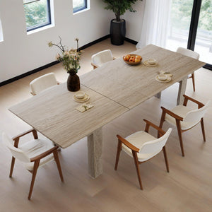 Extendable Dining Table for 6–10 People, 55" to 86", Rectangular Kitchen Table