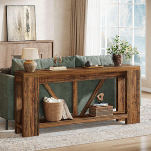 70.9" Narrow Console Sofa Table with Storage Shelf