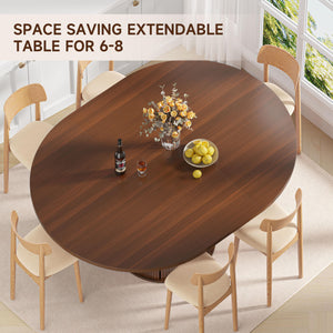 Extendable Round to Oval Dining Table with Storage Cabinet