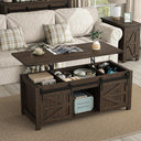 Lift Top Coffee Table with Storage & Sliding Barn Doors, Farmhouse
