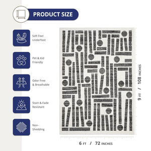 Cream & Grey Geometric Area Rug