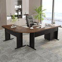 L-Shaped Executive Desk with Drawers & Rolling File Cabinet – 83 Inch Industrial Corner Office Desk