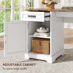 L-Shaped Executive Desk with File Cabinet & Charging Station, 67 Inch