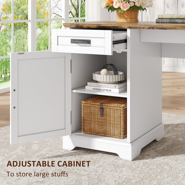 L-Shaped Executive Desk with File Cabinet & Charging Station, 67 Inch