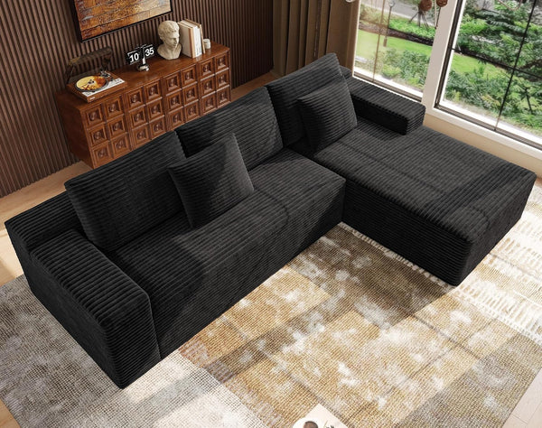 Modular Sectional Sofa with Chaise – Cloud Couch, Corduroy, L-Shaped, Deep Seat