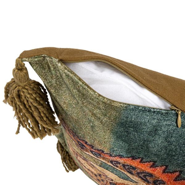 Tiger Print Lumbar Pillow with Tassels