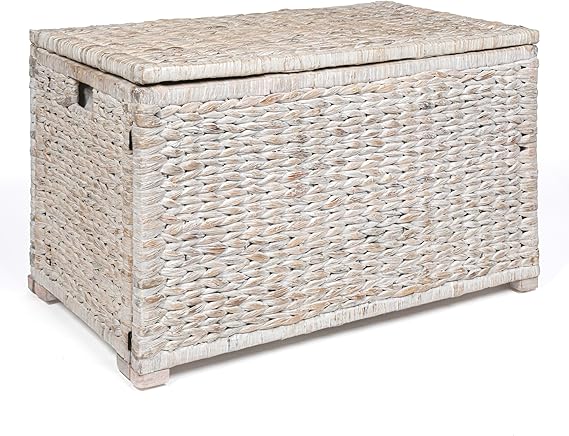 Handwoven Water Hyacinth Storage Trunk with Removable Lid