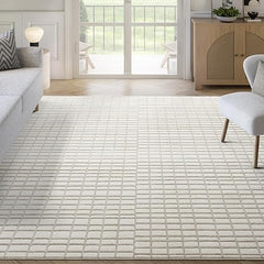 Cream Geometric Area Rug – Plush, Soft & Machine Washable