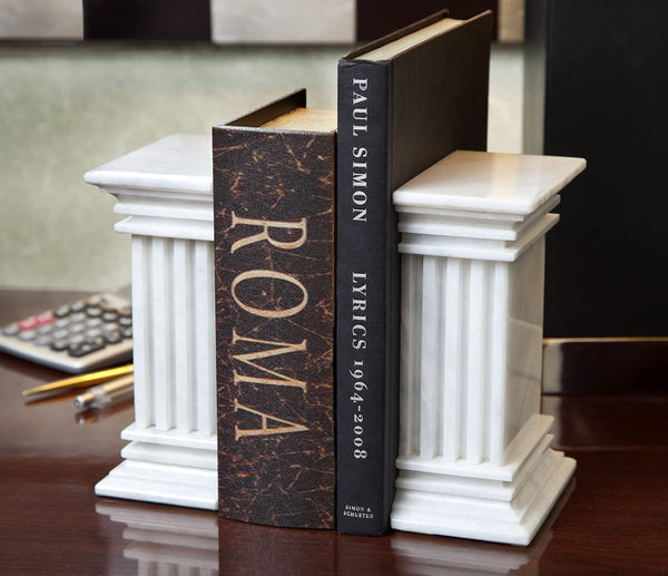 Marble Bookends Set – Hand Carved, Polished Stone with Non-Slip Base