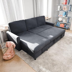 L-Shaped Convertible Sleeper Sofa with Storage