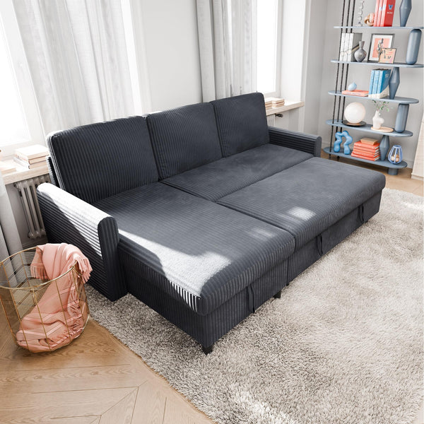 L-Shaped Convertible Sleeper Sofa with Storage
