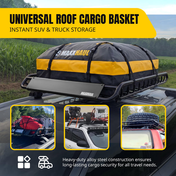 Steel Roof Rack Cargo Basket with Side Rails