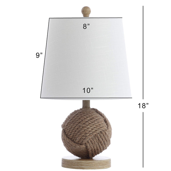 18" Natural Monkey Fist Rope Ball LED Table Lamp