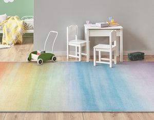 Multicolor Geometric Area Rug – Machine Washable Polyester