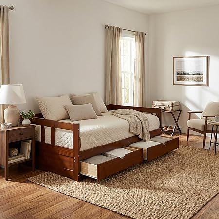 Twin to King Convertible Daybed with Trundle & Storage Drawers – Solid Pine Wood
