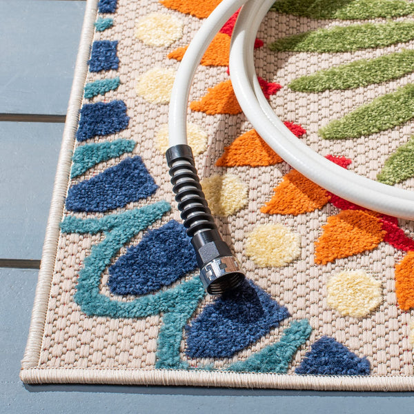 10x14 Indoor Outdoor Area Rug – Floral Geometric, Washable, Non-Shedding