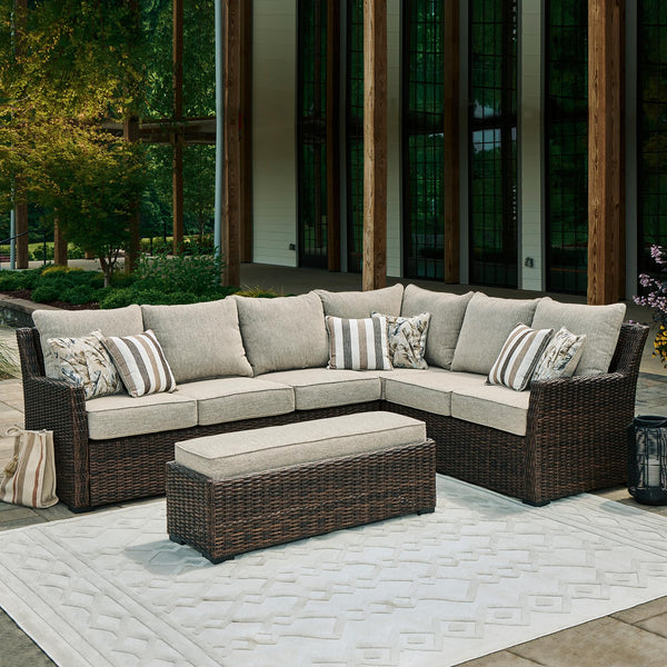 Outdoor Sectional Sofa Set with Bench – Resin Wicker & Aluminum
