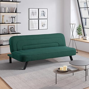 Convertible Futon Sofa – Short Twin Size, Polyester Upholstery, Metal Legs