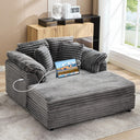 Oversized Chaise Lounge Chair with USB Port & Throw Pillows