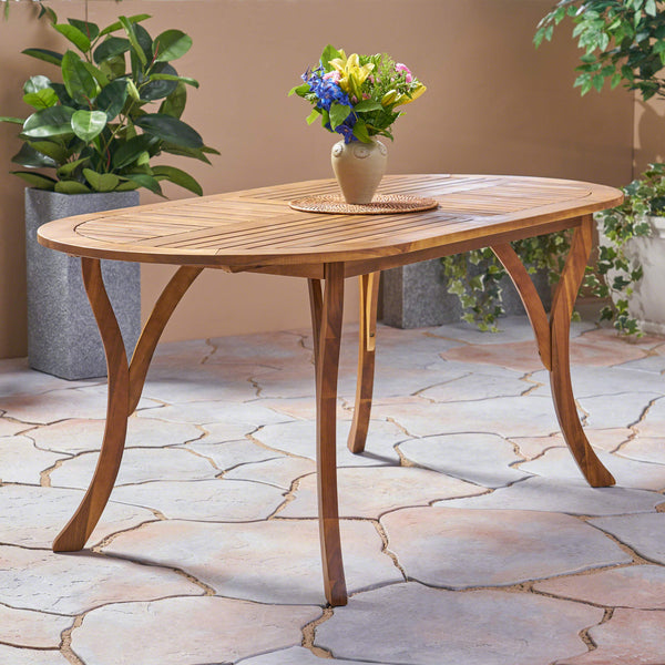 Oval Acacia Wood Outdoor Dining Table – Teak