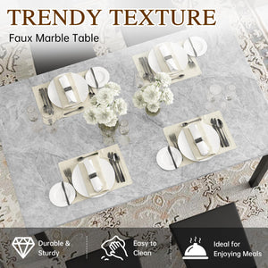 5-Piece Faux Marble Dining Table Set with Button Tufted Chairs