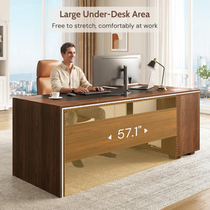 L-Shaped Executive Desk with Cabinet Storage, Bookshelf & CPU Stand