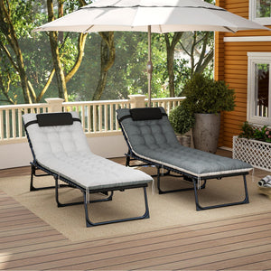 Folding Outdoor Chaise Lounge Chair Set of 2 with Adjustable Backrest
