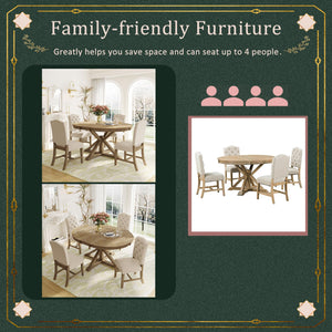 5-Piece Extendable Oval Dining Table Set with 4 Upholstered Chairs