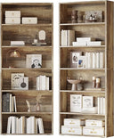 6-Tier Bookcase Set of 2, 70" Tall Floor Standing Bookshelf