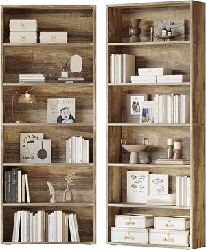 6-Tier Bookcase Set of 2, 70" Tall Floor Standing Bookshelf