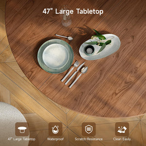 47-Inch Round Dining Table with Wood Strip Base