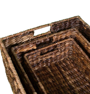 Abaca Nesting Baskets Set of 3 – Handwoven Storage Baskets with Handles