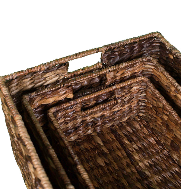 Abaca Nesting Baskets Set of 3 – Handwoven Storage Baskets with Handles