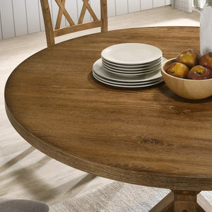 5-Piece Counter Height Dining Set with Cross-Buck Pedestal Table