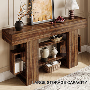 63-Inch Farmhouse Console Table with Storage