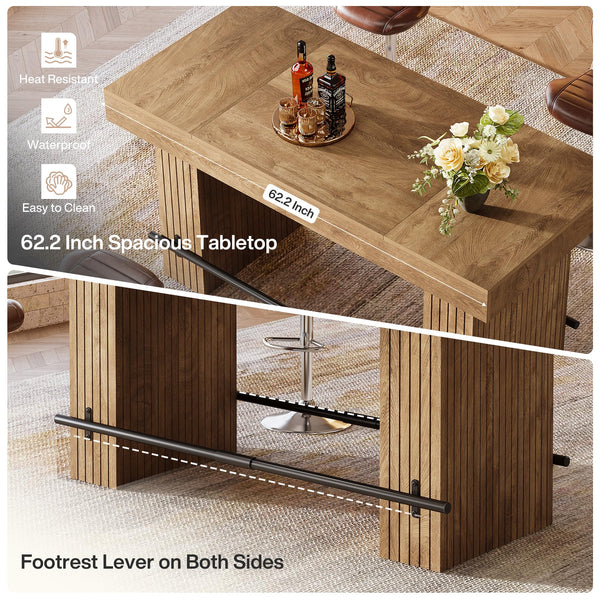 62.2" Industrial Counter Height Bar Table