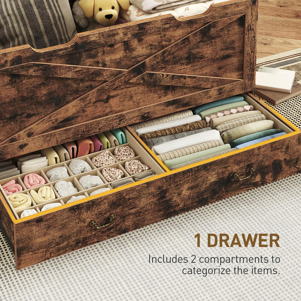 Storage Bench with Drawer, Lift Top & Pull Handles